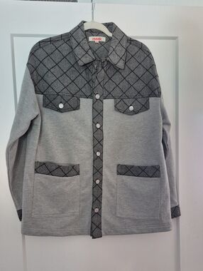 Mazik Gray Quilted-Trim Shirt Jacket